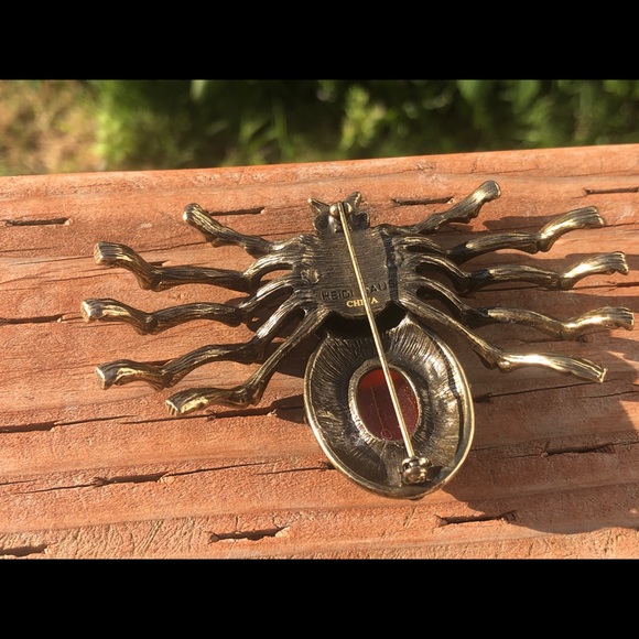 Heidi Daus carnelian vintage spider 🕷 pin EUC - Picture 10 of 12